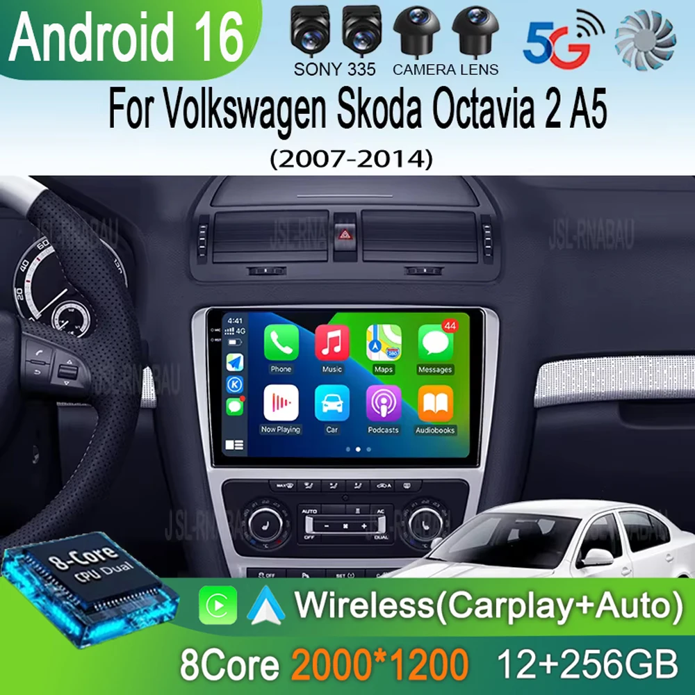 

Car Radio Android 16 For Volkswagen Skoda Octavia 2 A5 2007 - 2014 Multimedia Video Player Navigation 2Din Carplay DVD Head Unit