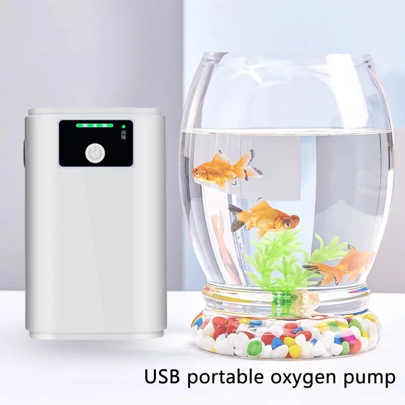 Outdoor Aquarium Fish Tank Oxygen Charging Dual-Purpose Air Pump USB Lithium Battery Household Portable Fishing Mute 6000mA