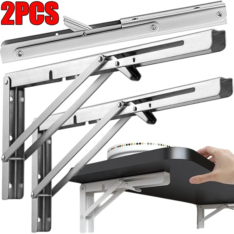 Metal Triangle Folding Angle Bracket Heavy Duty Table Workbench Support Shelf Adjustable Furniture Bracket with Install Screws