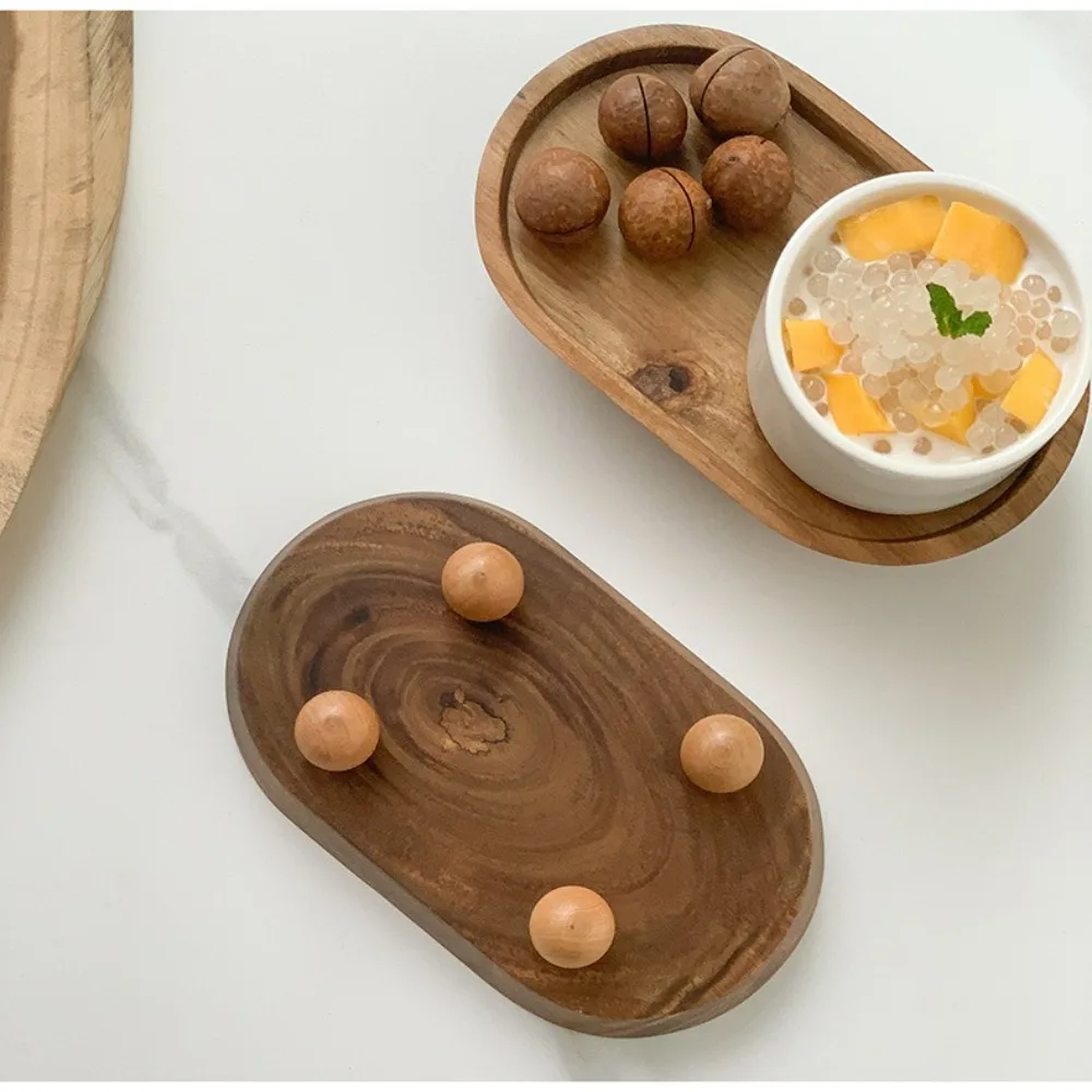 

High Quality Trays Decor Wooden Tray Elegant Convenient Wooden Pedestal Stand Multifunctional Display Trays Home Storage