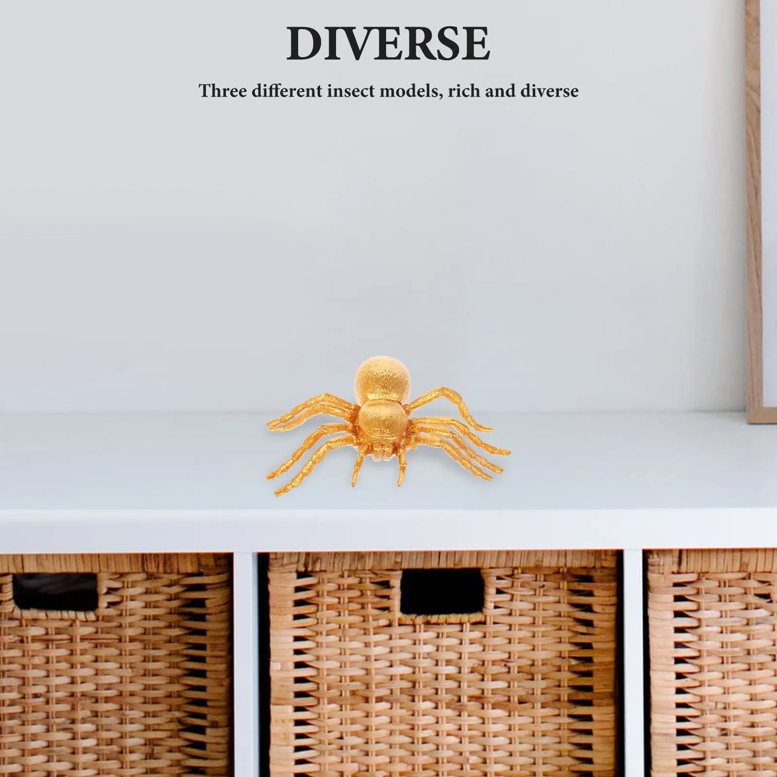 

1Set Lifelike Insect Decor Set Gold Finish Scorpion Spider Models PVC Home Office Bedroom Living Room Table Desktop Decoration