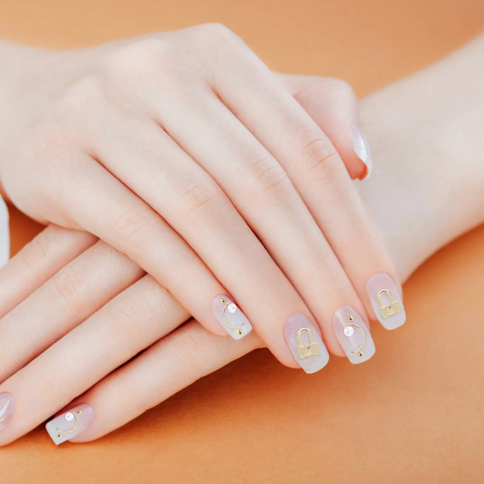 10 قطعة سحر الأظافر الرائعة النساء مسمار الفن الديكور مجموعة أنيقة قفل تصميم مانيكير الزينة لارتداء اليومي خاص #2