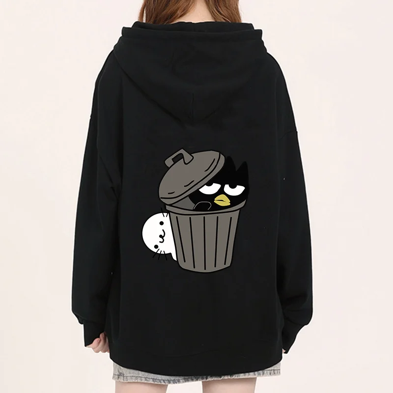 Kawaii Kuromi BADTZ MARU printed unisex hoodie spring and autumn Sanrio cartoon casual sports street printed hoodie