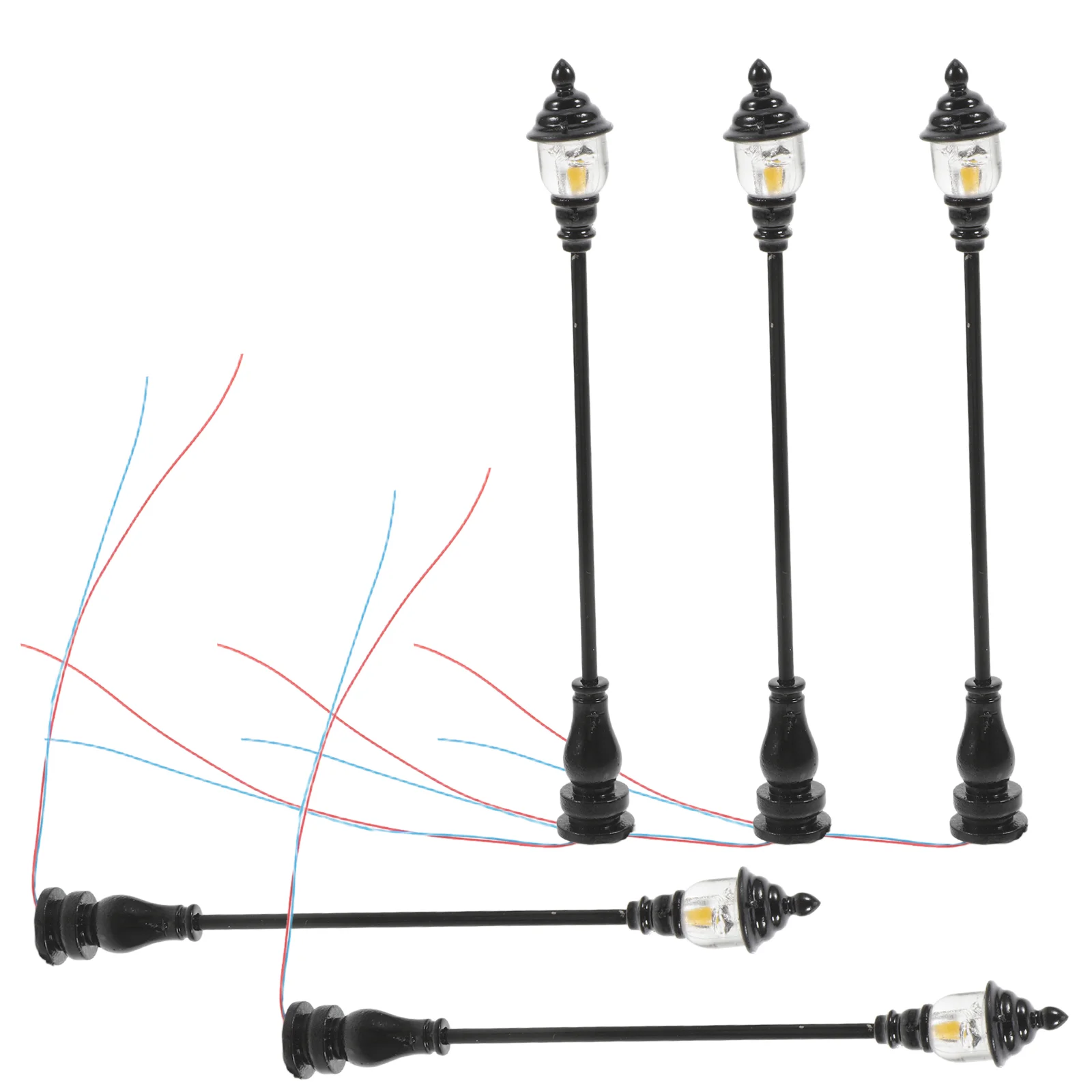 5 Pcs Model Garden Light Streetlamp Miniature Decor Dolly Stainless Steel Plus Abs House Decoration