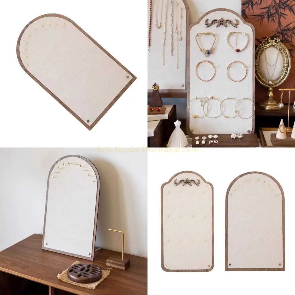 

D46E Jewelry Display Stand For Necklaces Bracelets Multiple Tiers Organizers With Linen Fabric Home Boutique Decoration