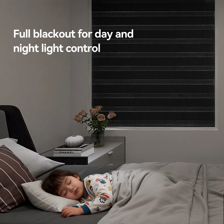 ZSTARR Smart Motorized Zebra Blinds with Tubular Motor For Windows Shades Compatible with Alexa Google Home APP Remote Control