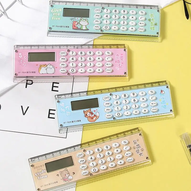 Portable Small Calculator Digital Calculator With Ruler Cute Portable Desktop Calculator Lightweight Calculator For School