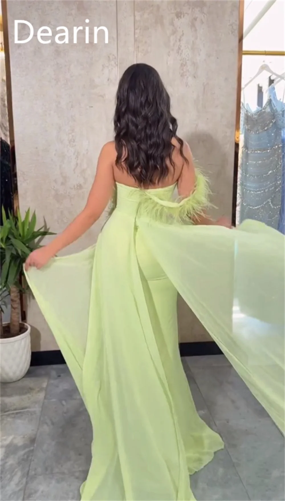 Customized Formal Gown Dearin Off-the-shoulder A-line Floor Length Skirts Vertically Bespoke Occasion Dresses Evening Saudi Arab