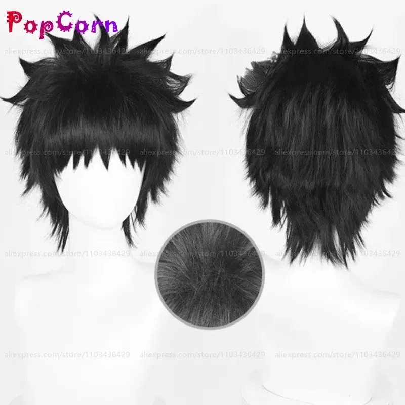 LQUchiha Obito 코스프레 가발 30cm 짧은 검은색 가발 코스프레 애니메이션 코스프레 가발 내열성 합성 가발