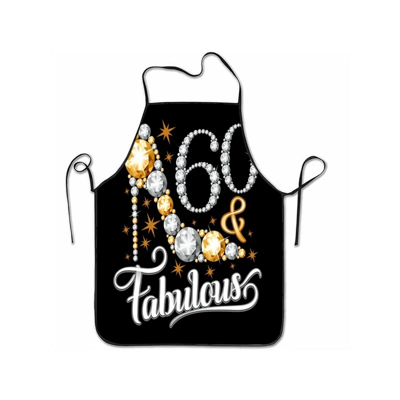 1pc Of Lianyaoshi Stunning 60Th Birthday Apron For Both Women And Men - Featuring A Shimmering Rhinestone Number 60, With A Gold