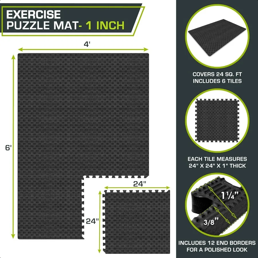 Exercise Puzzle Mat ½ in Checkered EVA Foam Puzzle Floor Mat with Detachable Interlocking Foam Tiles Gym Flooring for Cushioned