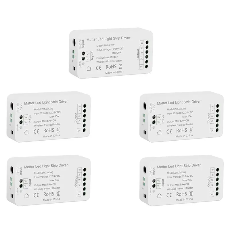 AT02-5X Matter Wifi LED Strip Light Controller CW Controller LED Strip Bixb/Siri/For Google Home/For Alexa Control Support
