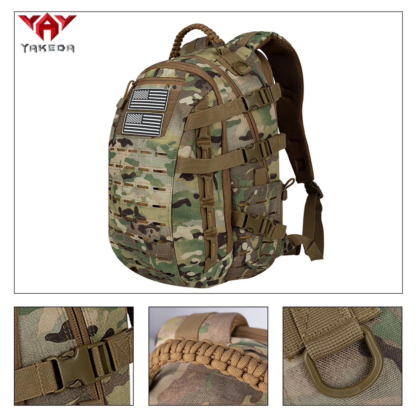 

YAKEDA Охотничий рюкзак с ленточной ручкой Многофункциональный Износостойкий и прочный Подходит для занятий спортом на открытом воздухе и т. д.