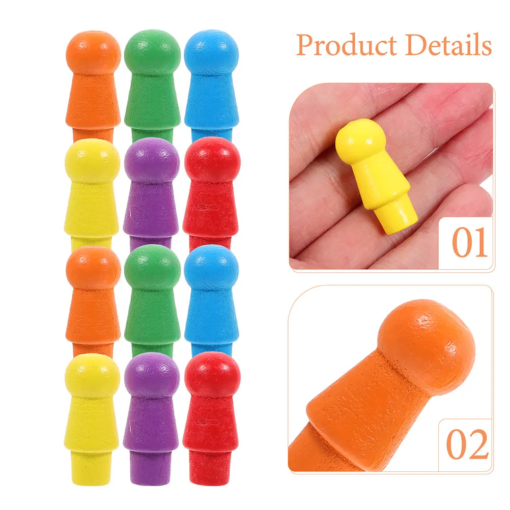 

180pcs Wooden Game Pawns，6 Colors 30pcs/Color Assorted Pegs，Replacement Playing Pieces for Chinese Checkers，Strategy Board