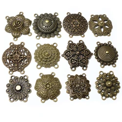 10pcs Bronze Color Bohemian Vintage Flower Connector Charms Pendant DIY Jewelry Making Accessories Findings Necklace Bracelet