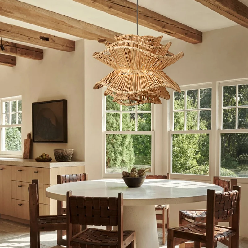Lámpara Colgante De Ratán Vintage, Candelabro De Mimbre Wabi Sabi Para Comedor, Sala De Tar, Tienda, Rtaurante, Lámpara Colgante De Bambú Japonés - AliExprs 39