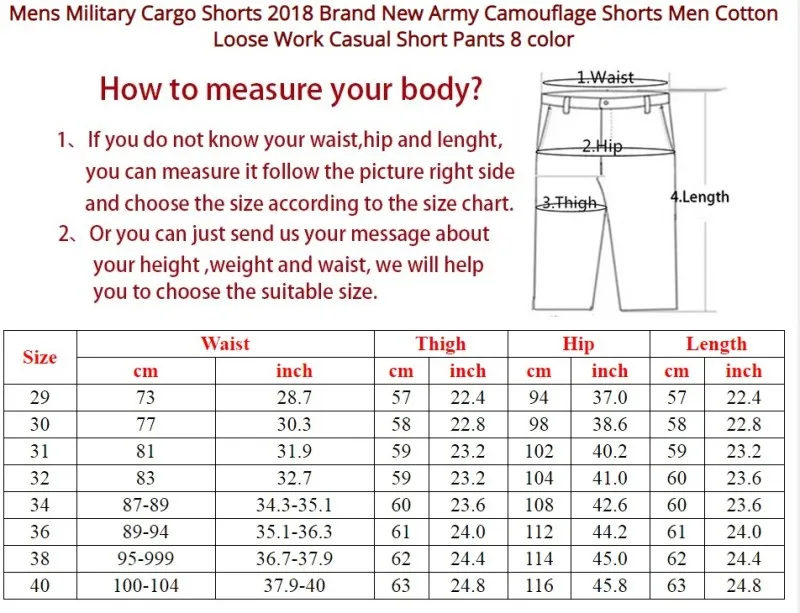 Mens Military Cargo Shorts Brand New Army Camouflage Tactical Shorts Men Cotton Loose Work Casual Short Pants