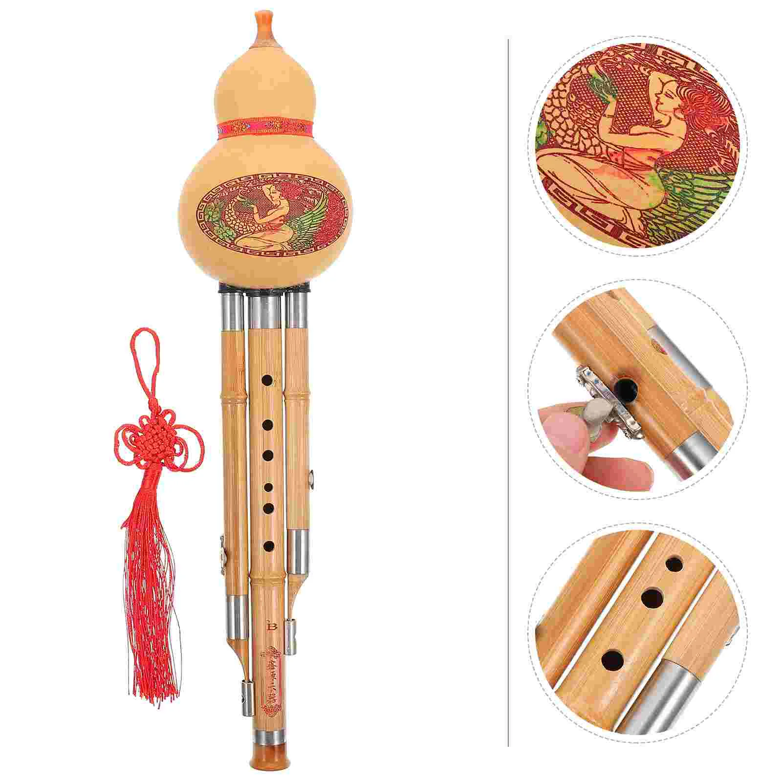 

Musical Instruments Bamboo Hulusi Handmade Gourd Chinese Wooden Ethnic Cucurbit Flute Lovers