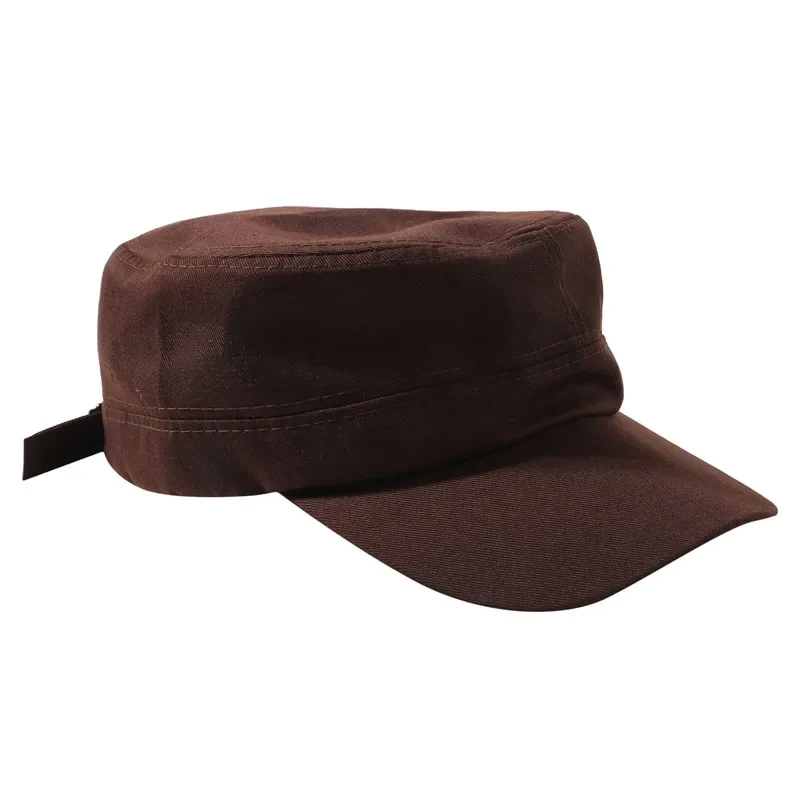 Unisex Vintage Einfarbige Flache Militärmütze in Fünf Farben Erhältlich, Atmungsaktive Sommer-Outdoor-Militärmütze, Flache Schlichte Mütze – Detail 17