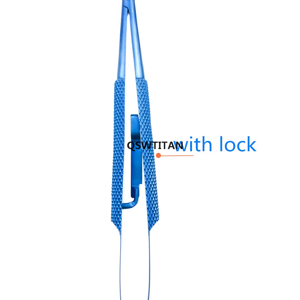 ที่จับเข็มโค้ง/ตรงสำหรับจักษุพร้อมล็อคตาเครื่องมือผ่าตัดไทเทเนียม