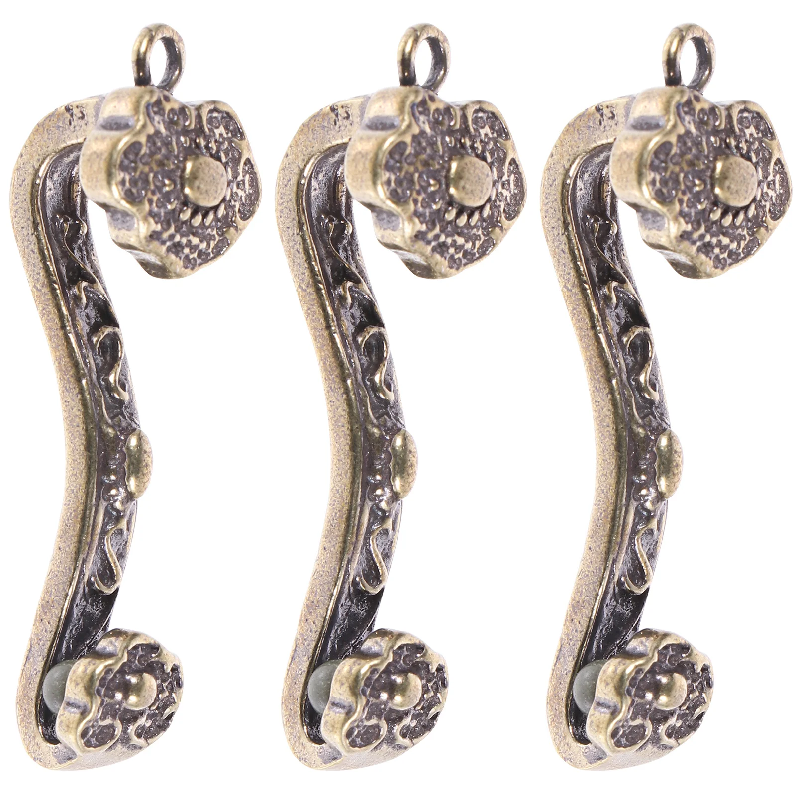 

3 Pcs Brass Auspicious Keychain Vintage Copper DIY Pendant Jewelry Accessories Ruyi Ornaments Lucky Charm Necklace Decorative