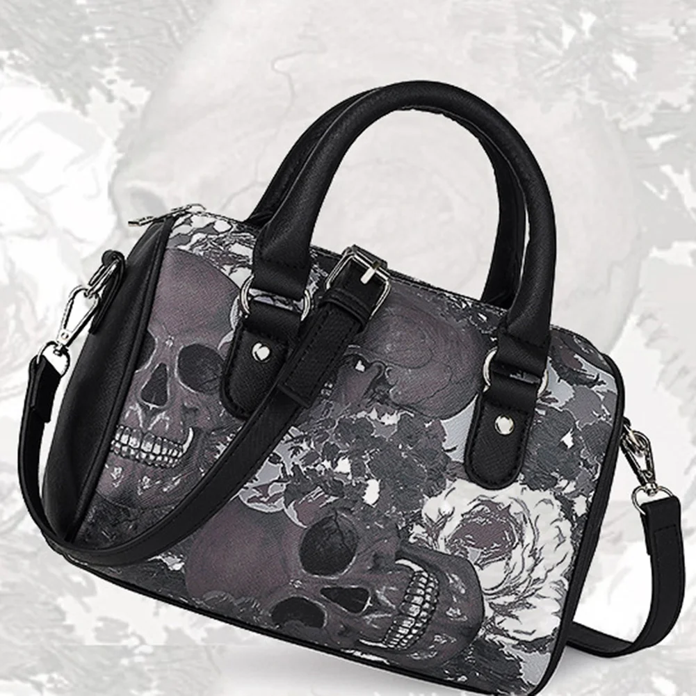 

Halloween Retro Women Crossbody Bags Stylish Skull Printing PU Leather Female Shoulder Top-handle Handbags for Business