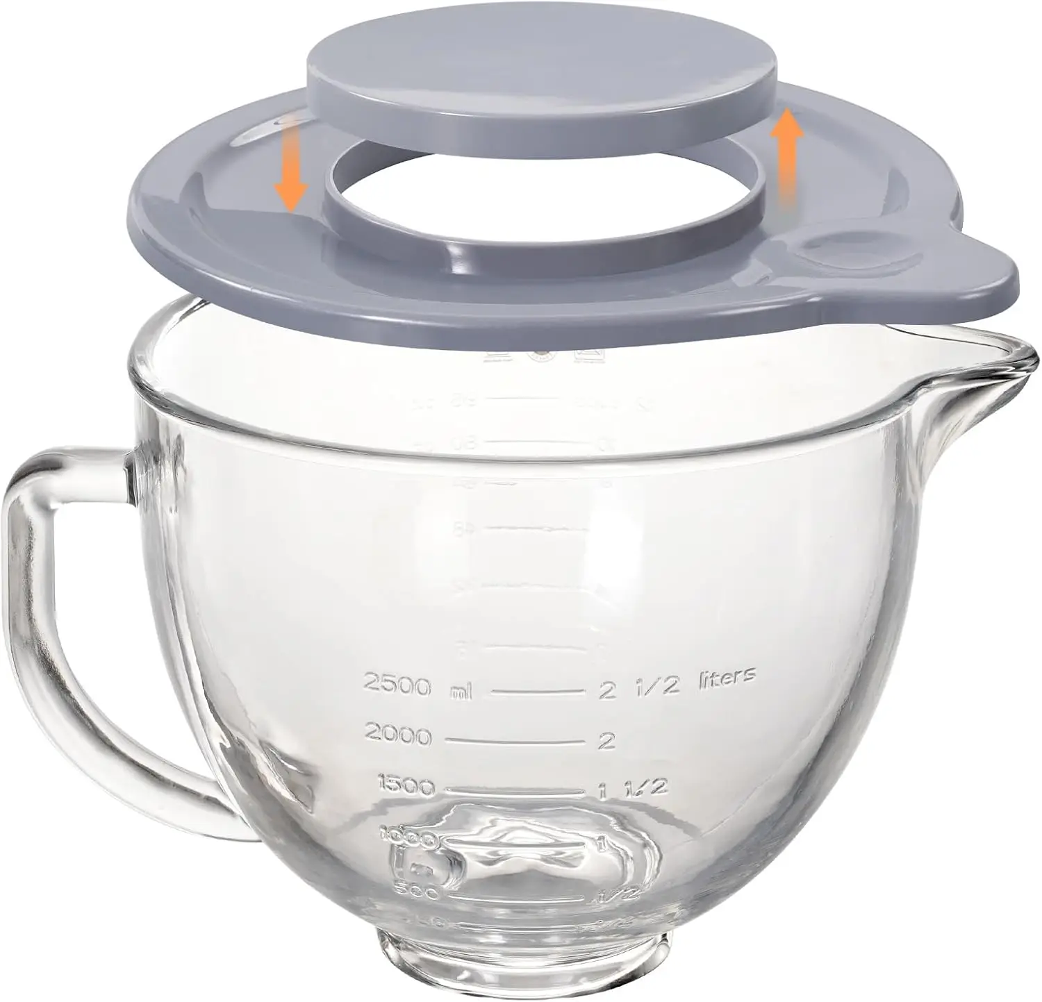 5Qt Glass Bowl Compatible Stand Mixer 4 5 5QT Tilt Replacement Mixing Lid Measurement Markings Handle