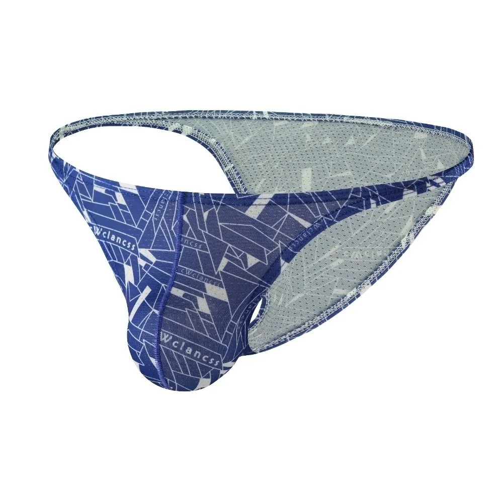 Simple Low Waist Male Underwear Stretch Fashion Men Briefs Moisture Wicking Mesh Geometric Pattern Panties Gifts