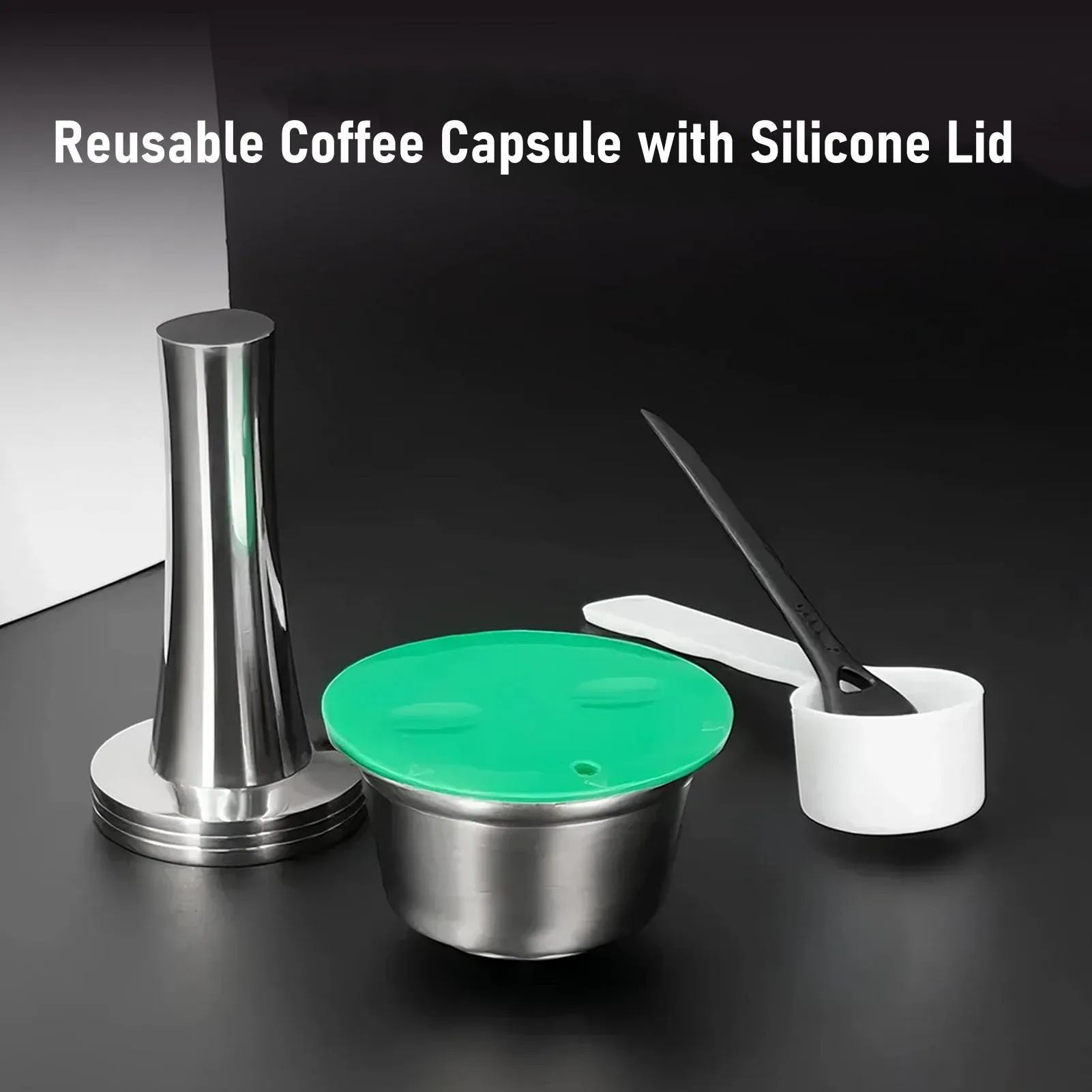 

Coffee Capsule Reusable Stainless Steel Coffee Pod with Coffee Tamper Spoon Brush Coffee Machine Supplies