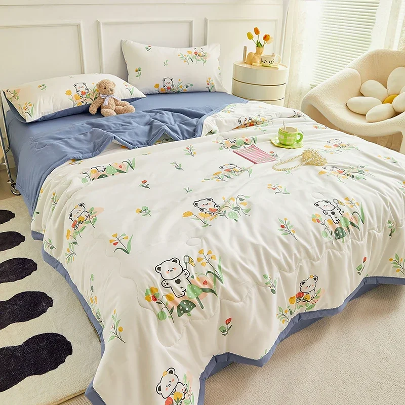 Creative Cartoon Series Quilt Summer Coolness Air Condition Comforter Soft Comfortable Quilted Quilt Home Travel Thin Blanket