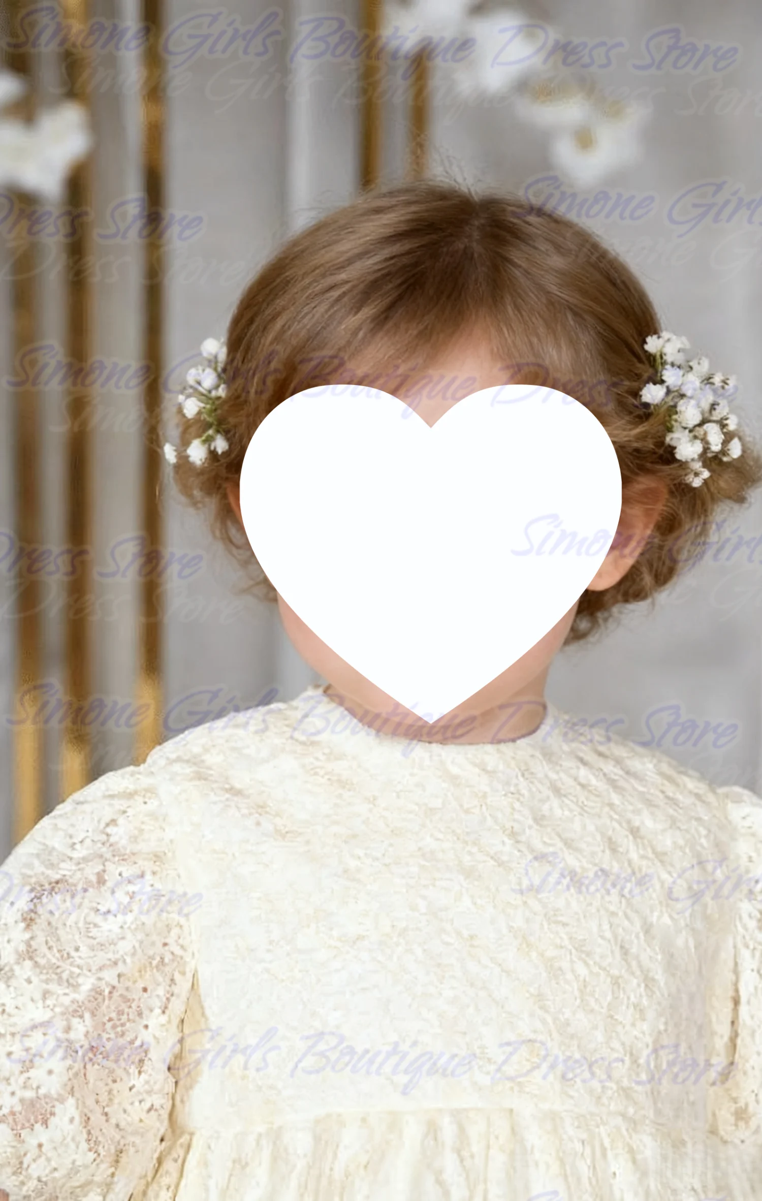 Gaun Renda Susu Anggun yang Imut Gaun Gadis Bunga Putih Gading untuk Pertunjukan Tari Perayaan Liburan Pesta Ulang Tahun Pernikahan