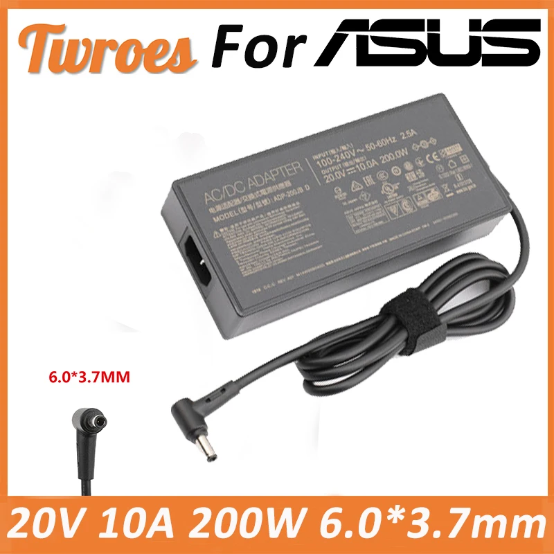 carregador adaptador portatil para asus tuf dash f15 a15 fx516pr fa506qr rog g15 zerus fa506qr adp200jb d 200w 20v 10a 60x37 mm 01