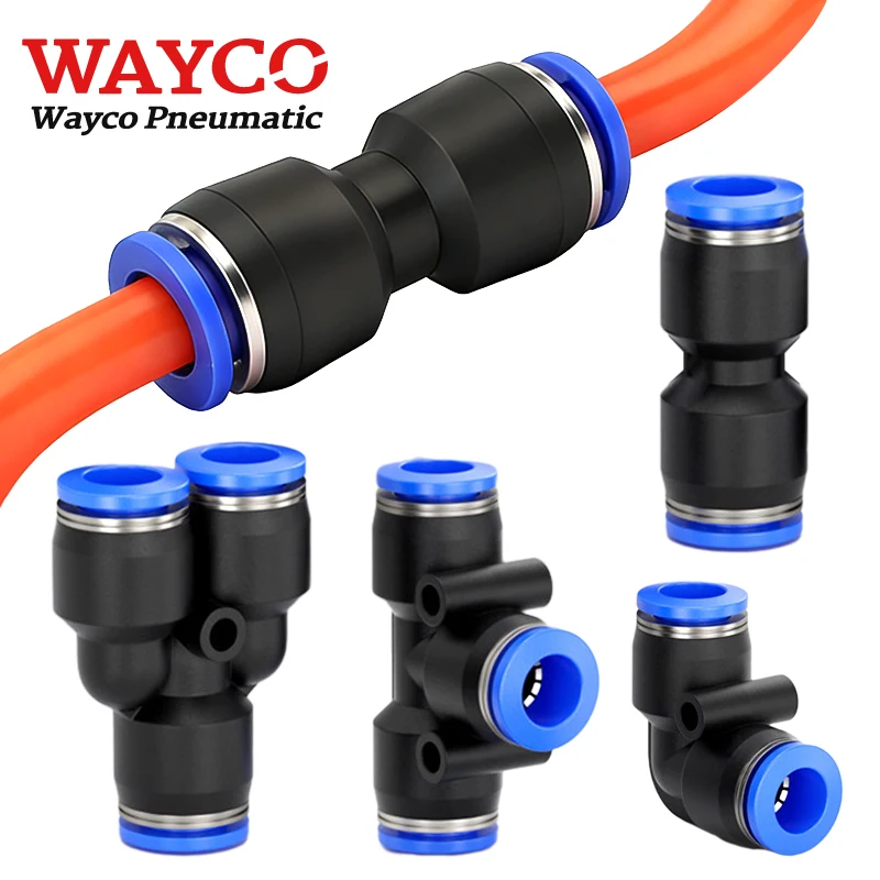 5PCS Pneumatic Fittings Connectors 4mm 6mm 8mm 10mm PU/PV/PE/PY Type Quick Release Push In Connection For Air Water Hose Tube