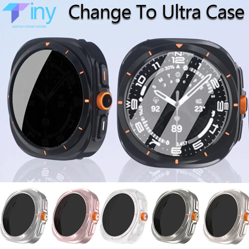 Privacy Anti-peep Case for Samsung Galaxy Watch 7 6 40mm 44mm Tempered Glass Screen Protector Film Change To Galaxy 7 Ultra 47mm