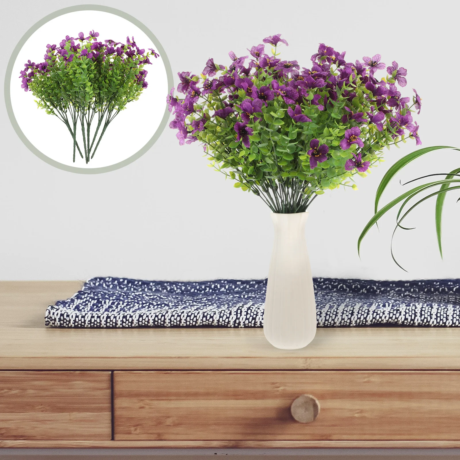 

6Pcs Lifelike Eucalyptus Imitation Flowers Realistic DIY Home Decor Party Wedding Vase Arrangement Rustic Farmhouse Style