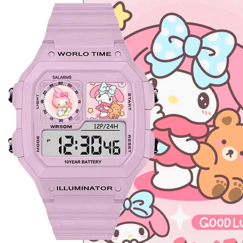 ساعة سانريو هالو كيتي كورومي ماي ميلودي إبداعية عالية القيمة مطبوعة برسوم كارتونية للطلاب ساعة يد رياضية ذكية مقاومة للماء هدية #6