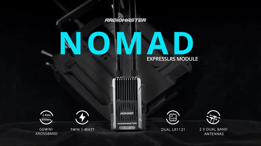 

Радиомодули Radiomaster Nomad 2.4ГГц/868/900МГц, двухдиапазонные, 1-ваттные, Gemini Xrossband ExpressLRS ELRS для приемника DBR4