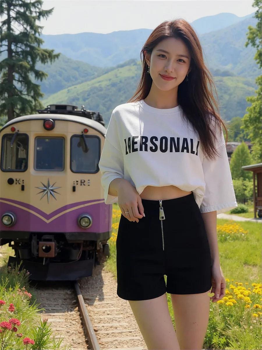 Pantalones cortos Minifalda acampanada para mujer con cintura ajustable y dobladillo con volantes perfecto para vacaciones informales de verano estilo coreano