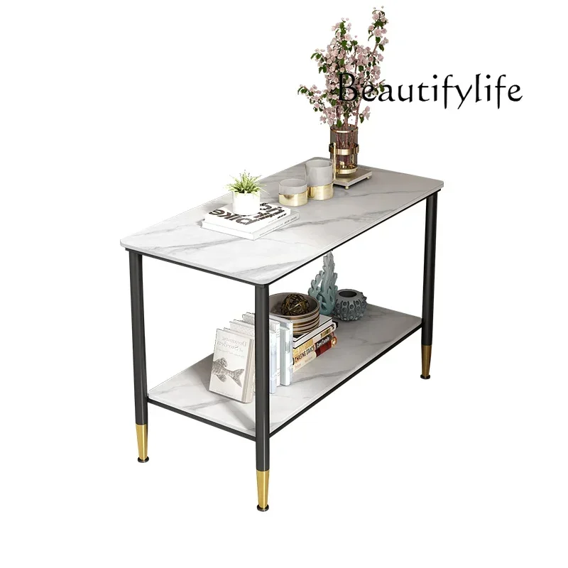 F Sofa Side Light Luxury Simple Modern Living Room Coffee Table Double Storage Rock Table Designer Fashion