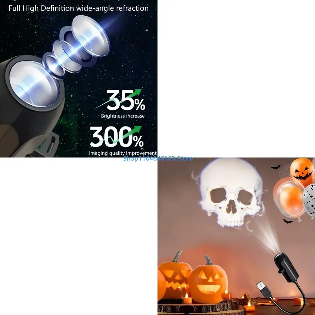 6 Patrón lámpara proyección Halloween USB AJUSTABLE ANGLO NIGHT LIGHT Textura plástico para ambientes en