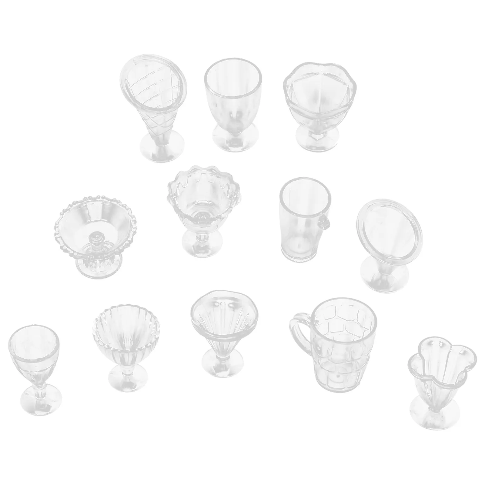 

4Set Ice Cream Crystal Cup with Mini Ice Cream Cups Ornament Realistic Design Good Decorative Effect Mini Adornment for Creative