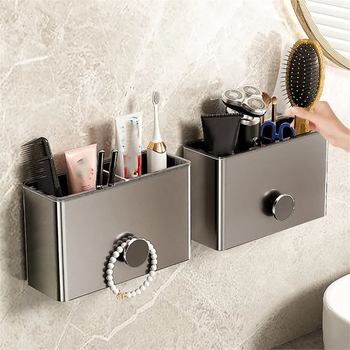 *AA60I Aluminum Toothbrush Holder Wall Mounted - Space-Saving Bathroom Organizer for Toothbrush, Toothpaste