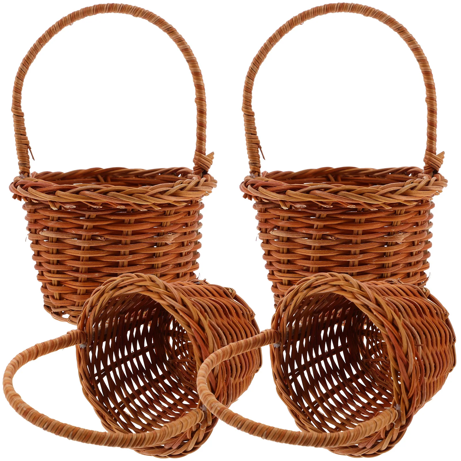 

4pcs Mini Woven Baskets Rattan Handmade Decorative Flower Basket Storage Home Garden Party Wedding Desk Rustic Style