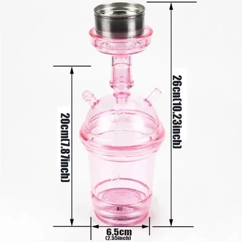 Portable LED Car Hookah Cup with Metal Tobacco Bowl Water Pipes Smoking Grass Cigarette Holder Party Acrylic Shisha Set