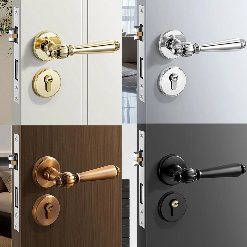 

Дверной замок в стиле ретро, внутренний деревянный дверной замок, французская дверная ручка, бытовой магнитный/бесшумный светильник для комнаты, роскошный разделенный замок