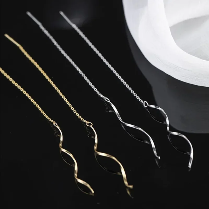 Women Teen Girls Curve Threader Tassel Dangle Earrings | Fashion Minimalist Jewelry for Daily & Party Wear