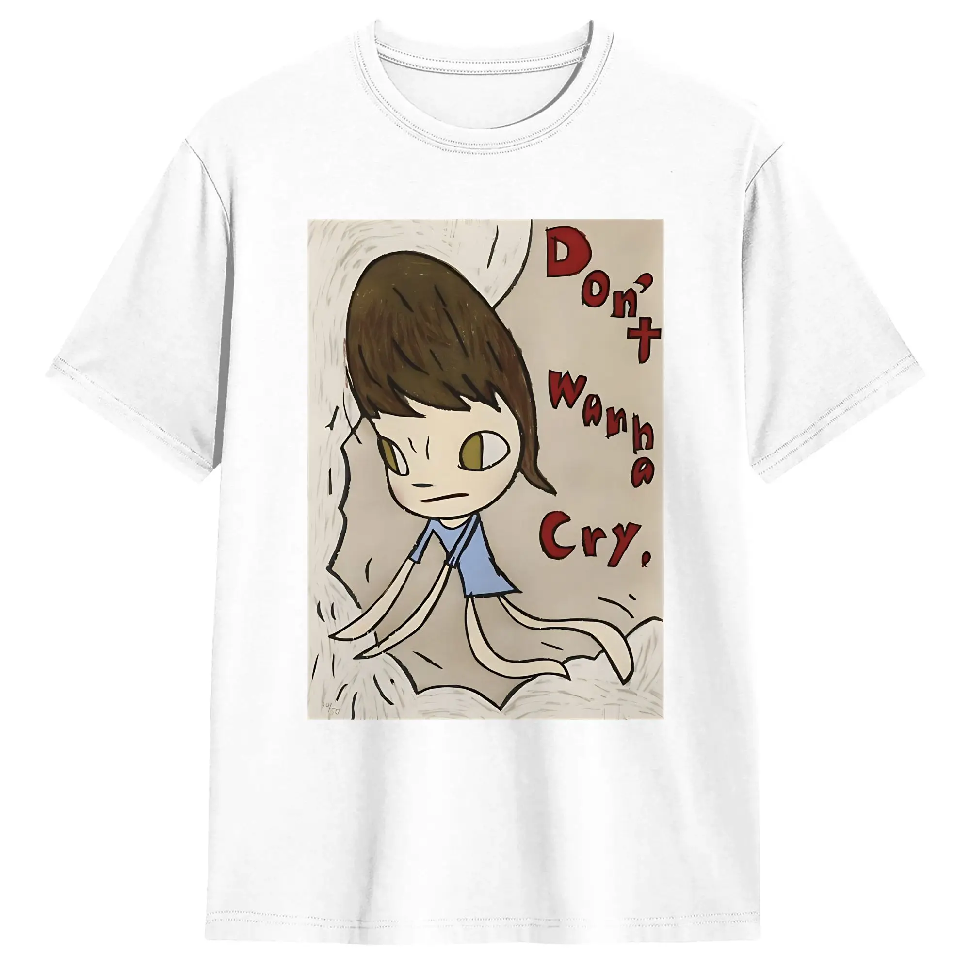 Yoshimoto Nara T-Shirt Man Happy Draw  Aesthetic T-Shirts Beach O-Neck Leisure Tees Casual Oversized Clothing