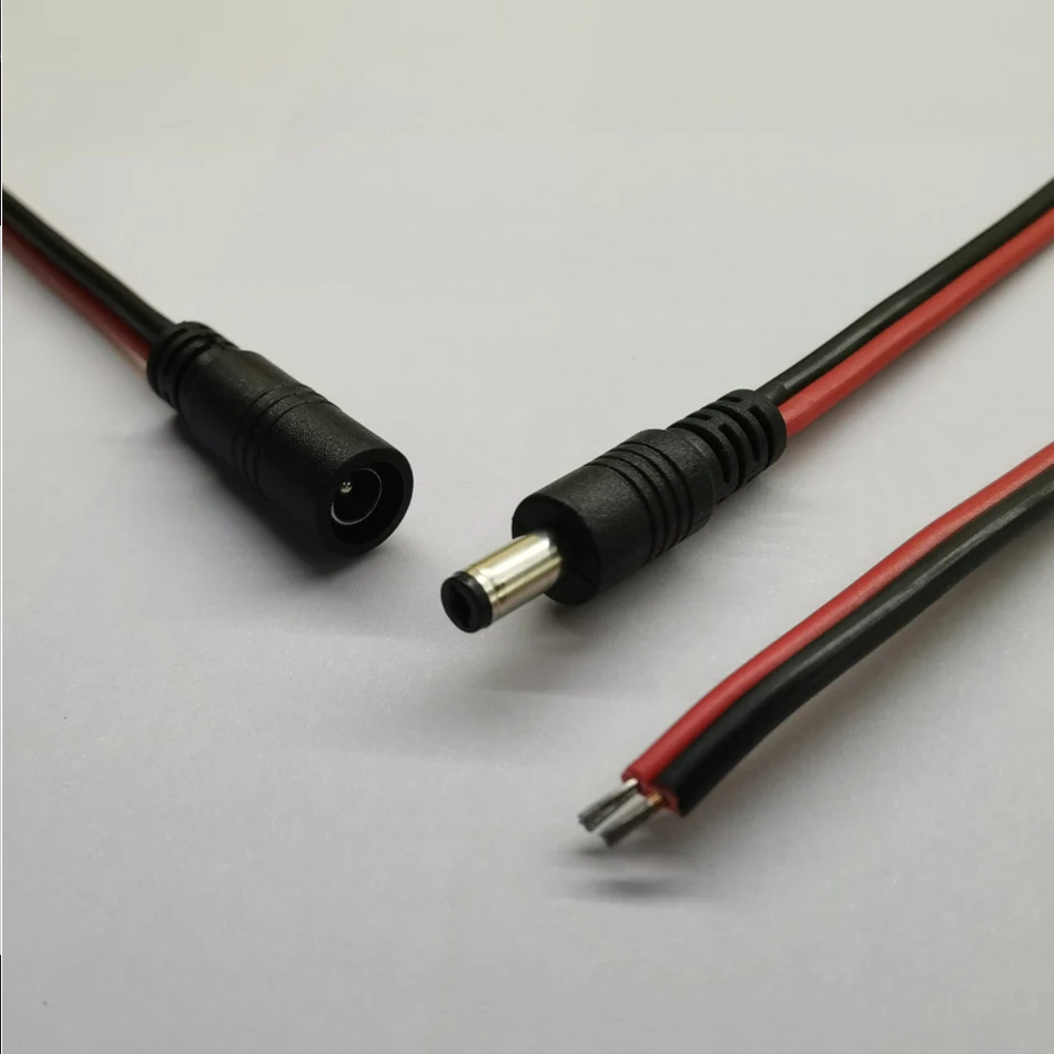 18AWG 12V  24V 5A Dc Power Pigtail Barrel Plug Connector Cable, Plugs Male Female Securityadapter Connector 5.5mm X 2.1mm /2.5mm