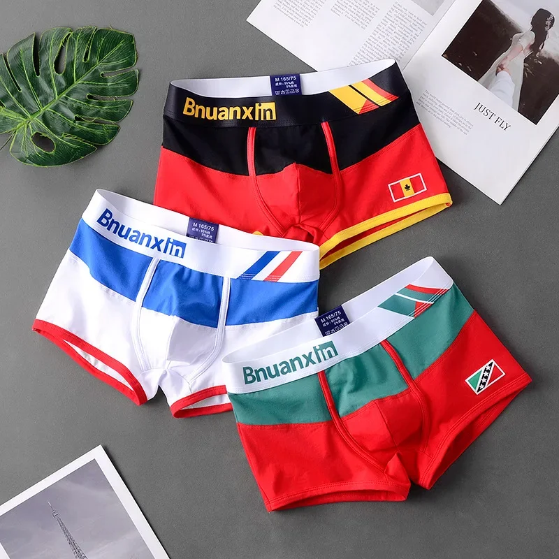 Breathable Cotton Men's Boxer Panties Colours of national flag male boxer shorts mens underwear comfortable Boyshorts