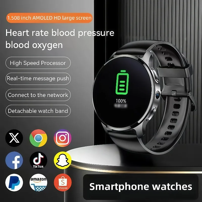 

P68 Smartwatch 4G Android Men's 466x466 500W Dual Camera GPS WIFI Bluetooth 4GB+128GB Heart Rate Monitor